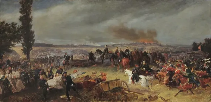 Framed Print : The Battle of Königgrätz on 3 July 1866, after 1869. Creator: Bleibtreu, Georg (1828-1892)