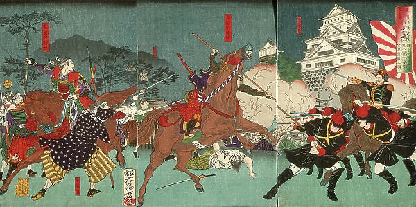 Battle before Kumamoto Castle, 1877. Creator: Tsukioka Yoshitoshi