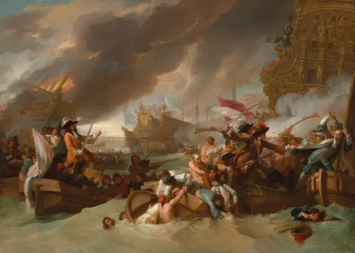 Framed Print : The Battle of La Hogue, 1778. Creator: Benjamin West Framed Print : The Battle of La Hogue, 1778. Creator: Benjamin West