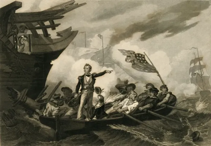 Framed Print : Battle of Lake Erie, (1878). Creator: Unknown Framed Print : Battle of Lake Erie, (1878). Creator: Unknown