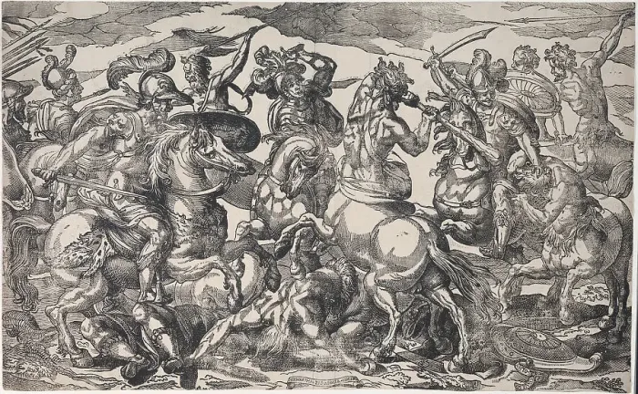 Framed Print : Battle of the Lapiths and Centaurs, c.1600. Creator: Geronima Cagnaccia Parasole Framed Print : Battle of the Lapiths and Centaurs, c.1600. Creator: Geronima Cagnaccia Parasole