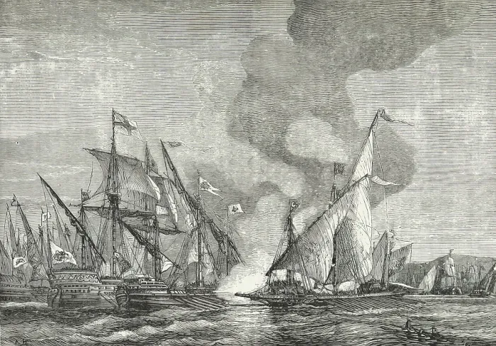 Framed Print : The Battle of Lepanto, 1571, (1893). Creator: A. B Framed Print : The Battle of Lepanto, 1571, (1893). Creator: A. B