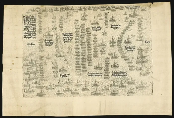 Framed Print : The Battle of Lepanto on 7 October 1571, 1571. Artist: Jenichen, Balthasar (active 1560-1590) Framed Print : The Battle of Lepanto on 7 October 1571, 1571. Artist: Jenichen, Balthasar (active 1560-1590)