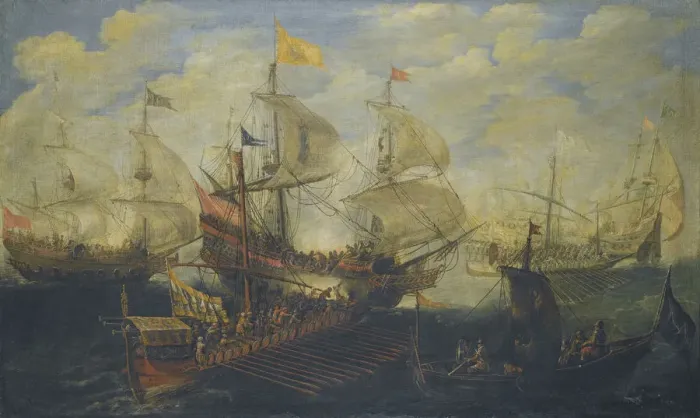 Framed Print : The Battle of Lepanto on 7 October 1571. Artist: Eertvelt, Andries van (1590-1652) Framed Print : The Battle of Lepanto on 7 October 1571. Artist: Eertvelt, Andries van (1590-1652)