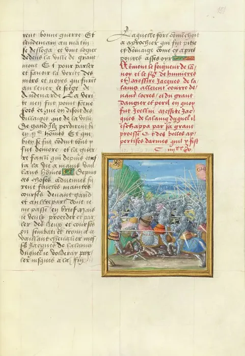 Framed Print : The Battle at Lokeren; Livre des faits de Jacques de Lalaing, about 1530. Creator: Master of the Getty Lalaing Framed Print : The Battle at Lokeren; Livre des faits de Jacques de Lalaing, about 1530. Creator: Master of the Getty Lalaing