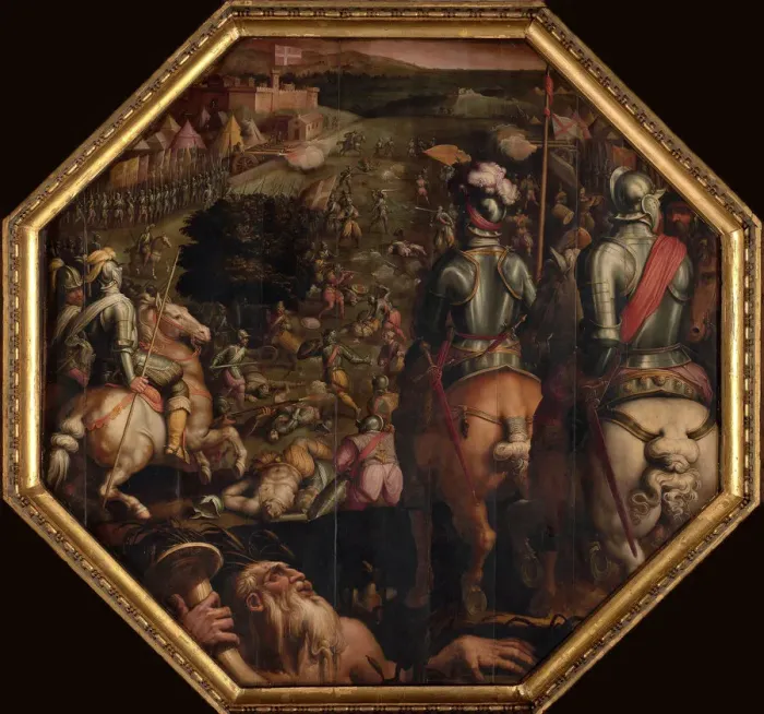 Framed Print : The Battle of Marciano in Val di Chiana, 1563-1565. Artist: Vasari, Giorgio (1511-1574) Framed Print : The Battle of Marciano in Val di Chiana, 1563-1565. Artist: Vasari, Giorgio (1511-1574)