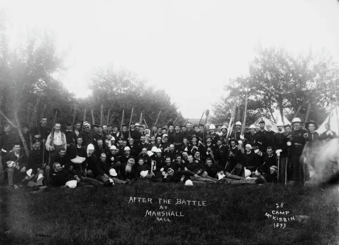 Framed Print : After the battle at Marshall Hall, [Maryland?], 1893. Creator: Unknown