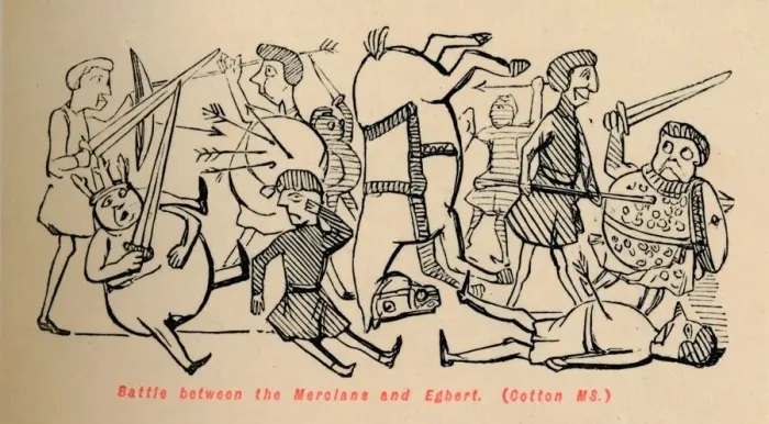Framed Print : Battle between the Mercians and Egbert, c1860, (c1860). Artist: John Leech Framed Print : Battle between the Mercians and Egbert, c1860, (c1860). Artist: John Leech