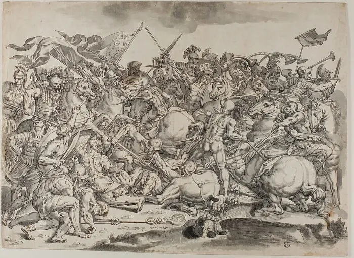 Framed Print : Battle of the Milvian Bridge, 1612. Creator: Johann Heintz Framed Print : Battle of the Milvian Bridge, 1612. Creator: Johann Heintz