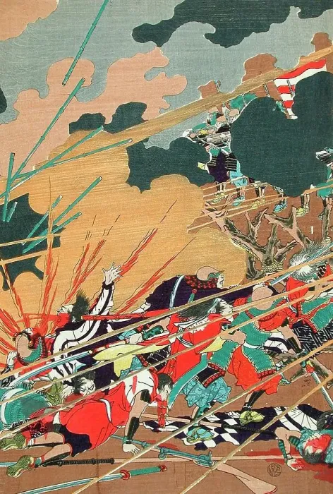 Framed Print : The Battle of Nagashino (Later Retitled) (image 2 of 3), published in 1868. Creator: Tsukioka Yoshitoshi Framed Print : The Battle of Nagashino (Later Retitled) (image 2 of 3), published in 1868. Creator: Tsukioka Yoshitoshi
