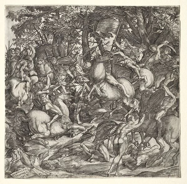 Battle of Naked Men, 1517. Creator: Domenico Campagnola (Italian, 1500-1564)