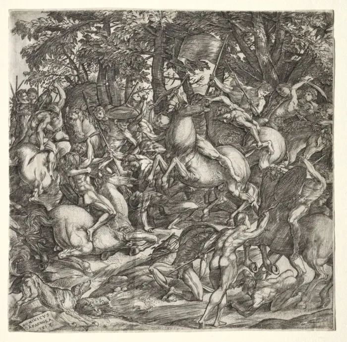 Framed Print : Battle of Naked Men, 1517. Creator: Domenico Campagnola (Italian, 1500-1564) Framed Print : Battle of Naked Men, 1517. Creator: Domenico Campagnola (Italian, 1500-1564)