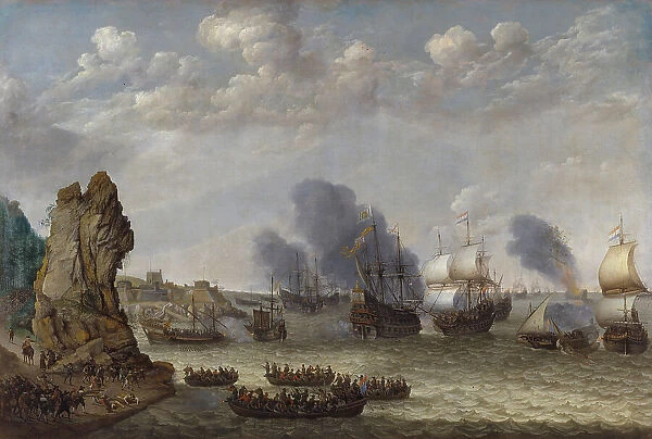 A Battle near a Coast between Spaniards and Disembarking Dutchmen, 1641. Creator: Abraham Willaerts