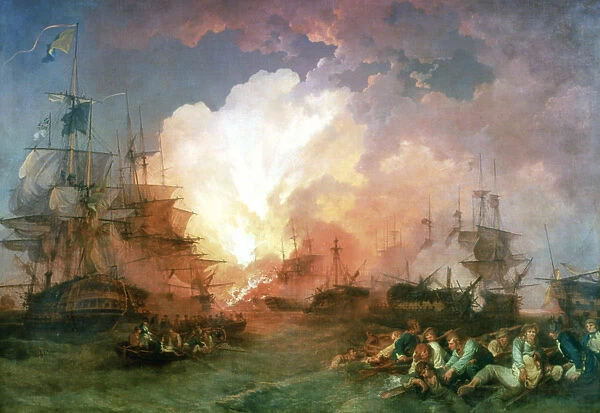 The Battle of the Nile, 1800. Artist: Philip James de Loutherbourg
