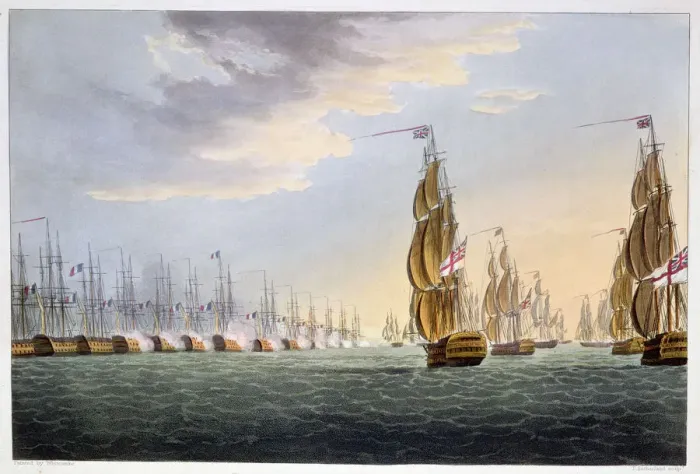 Framed Print : Battle of the Nile, August 1st 1798 (1816). Artist: Thomas Sutherland Framed Print : Battle of the Nile, August 1st 1798 (1816). Artist: Thomas Sutherland