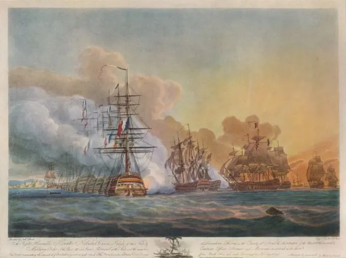 Framed Print : Battle of the Nile, c1799. Artist: Nicholas Pocock