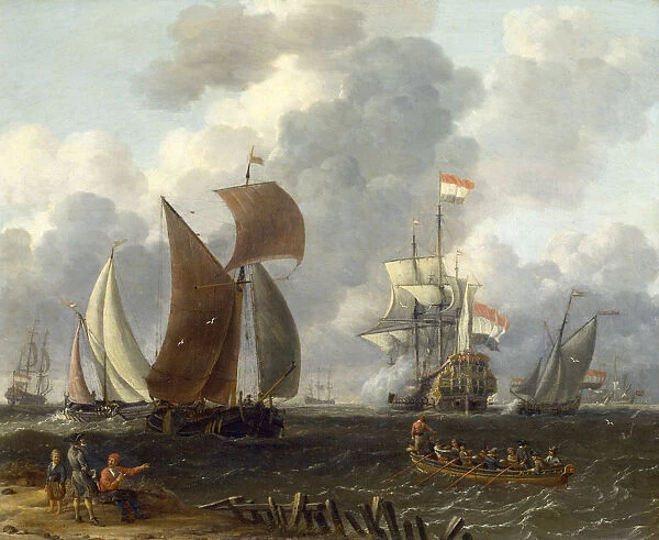 A Battle Offshore, 17th century. Artist: Abraham Storck