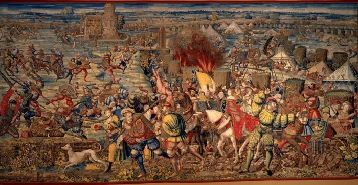 Framed Print : The Battle of Pavia, ca 1530. Creator: Orley, Bernaert, van (1488-1541) Framed Print : The Battle of Pavia, ca 1530. Creator: Orley, Bernaert, van (1488-1541)