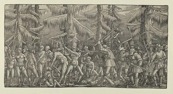 Battle Between Peasants and Naked Men in a Forest, 1522. Creator: Master NH