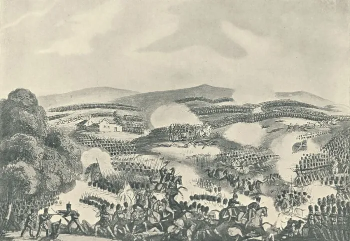 Framed Print : Battle of Quatre Bras, June 16, 1815, 1815 (1909). Artist: Thomas Sutherland Framed Print : Battle of Quatre Bras, June 16, 1815, 1815 (1909). Artist: Thomas Sutherland