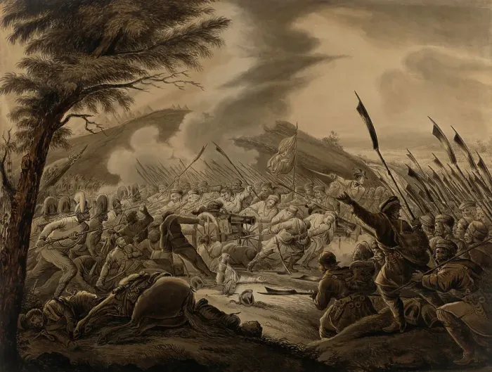 Framed Print : The Battle of Raclawice on 4 April 1794, 1841. Creator: Pilinski, Adam (1810-1887) Framed Print : The Battle of Raclawice on 4 April 1794, 1841. Creator: Pilinski, Adam (1810-1887)