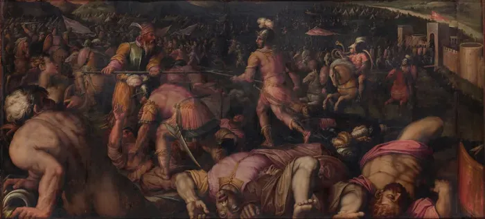 Framed Print : The Battle against Radagaisus at Faesulae in 406, 1563-1565. Artist: Vasari, Giorgio (1511-1574) Framed Print : The Battle against Radagaisus at Faesulae in 406, 1563-1565. Artist: Vasari, Giorgio (1511-1574)