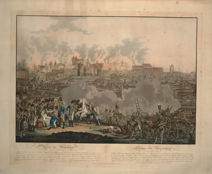 Framed Print : The Battle of Ratisbon on 23 April 1809, 1809. Artist: Rugendas, Johann Lorenz, the Younger Framed Print : The Battle of Ratisbon on 23 April 1809, 1809. Artist: Rugendas, Johann Lorenz, the Younger