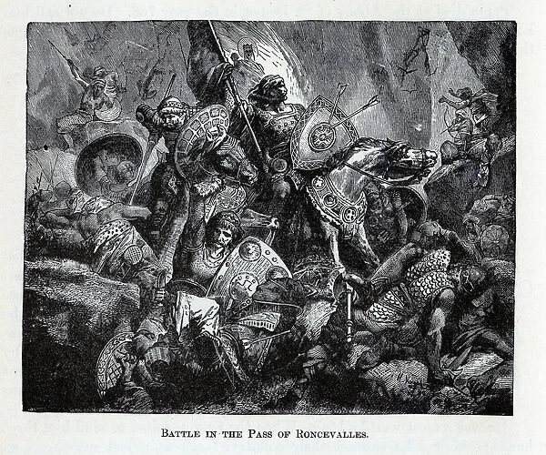 The Battle of Roncevaux Pass, 1882. Artist: Anonymous