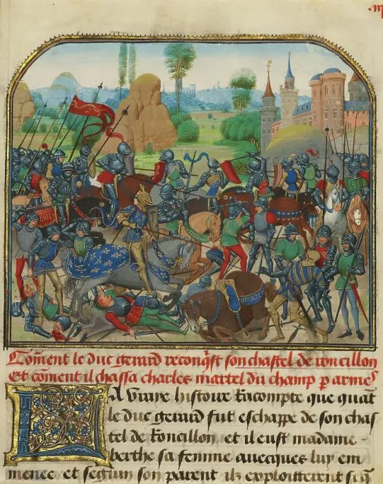 Framed Print : The Battle before Roussillon's Castle, written 1463-465; illuminated 1467-1472. Creators: Loyset Liedet, Pol Fruit Framed Print : The Battle before Roussillon's Castle, written 1463-465; illuminated 1467-1472. Creators: Loyset Liedet, Pol Fruit