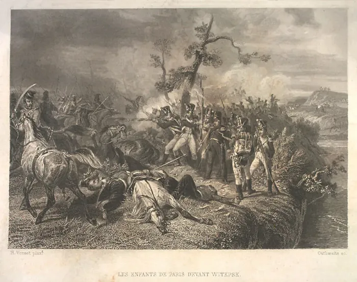 Framed Print : Battle between Russian troops and French cavalry near Ostrovno 25-26 July 1812. Artist: Outhwaite, Jean Jacques (1815-1877) Framed Print : Battle between Russian troops and French cavalry near Ostrovno 25-26 July 1812. Artist: Outhwaite, Jean Jacques (1815-1877)