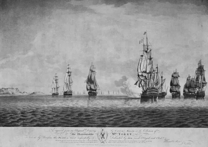 Framed Print : The Battle of the Saints, c1795. Artist: John Goldar Framed Print : The Battle of the Saints, c1795. Artist: John Goldar