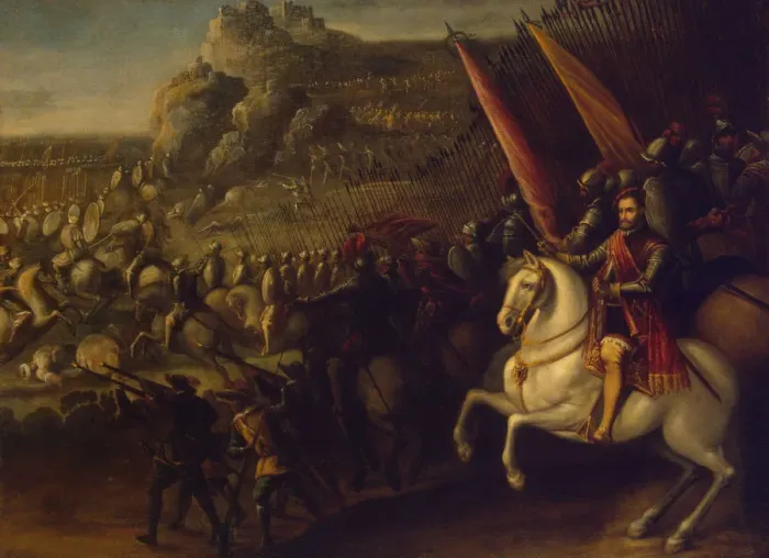 Framed Print : Battle scene, 1643. Artist: Corte, Juan de la (1585-1662) Framed Print : Battle scene, 1643. Artist: Corte, Juan de la (1585-1662)
