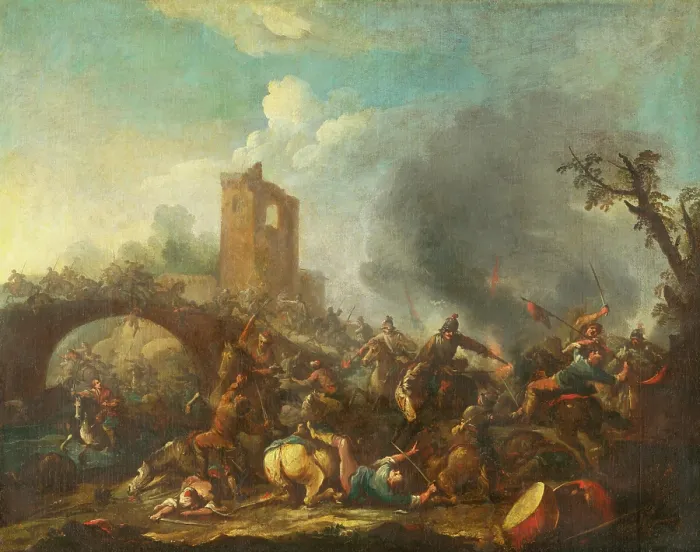 Framed Print : Battle Scene, 1740-1760. Creator: Unknown Framed Print : Battle Scene, 1740-1760. Creator: Unknown