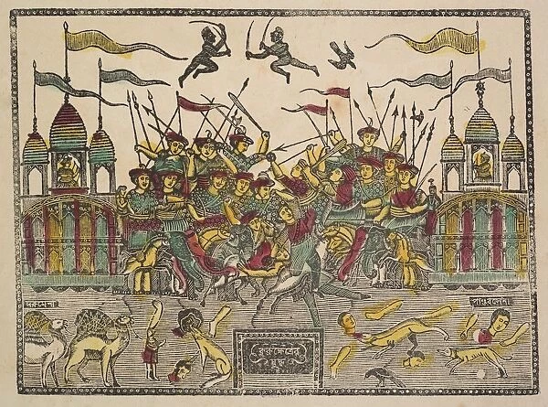 Battle Scene, 1800s. Creator: Shri Gobinda Chandra Roy