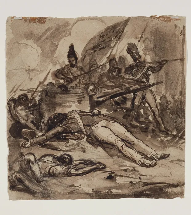 Framed Print : Battle Scene, between 1804 and 1860. Creator: Auguste Raffet Framed Print : Battle Scene, between 1804 and 1860. Creator: Auguste Raffet