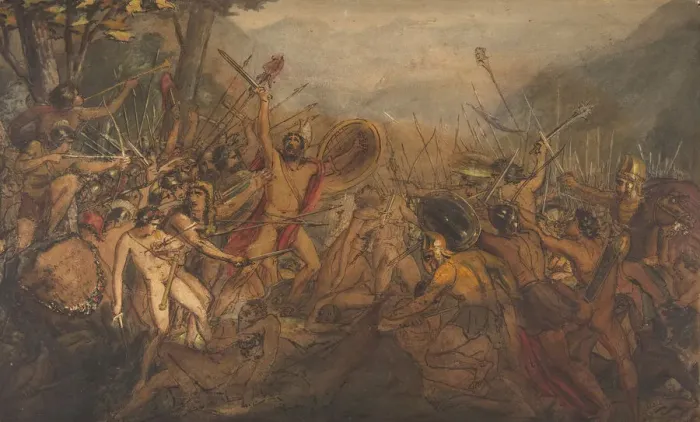 Framed Print : Battle Scene, 19th century. Creator: Francois Joseph Heim Framed Print : Battle Scene, 19th century. Creator: Francois Joseph Heim