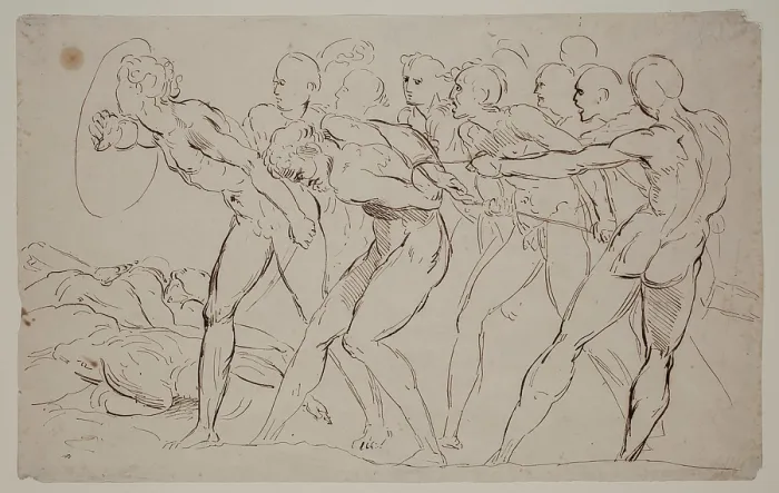 Framed Print : Battle Scene with Captives, 19th century. Creator: Unknown Italian; After Raphael Italian, 1483-1520 Framed Print : Battle Scene with Captives, 19th century. Creator: Unknown Italian; After Raphael Italian, 1483-1520