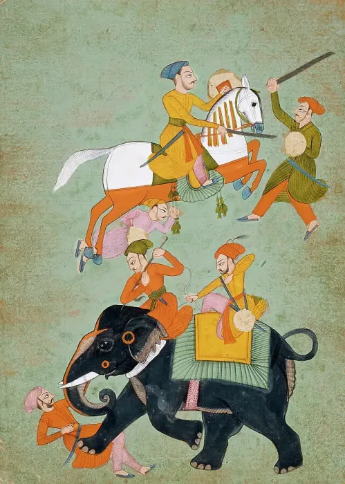 Framed Print : Battle Scene with Elephant, 18th-early 19th century. Creator: Unknown Framed Print : Battle Scene with Elephant, 18th-early 19th century. Creator: Unknown