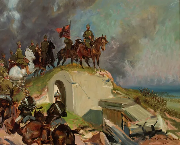 Framed Print : Battle Scene from the First World War, 1917. Creator: Wojciech Kossak Framed Print : Battle Scene from the First World War, 1917. Creator: Wojciech Kossak