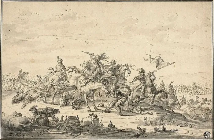 Framed Print : Battle Scene with Horsemen, 1658. Creator: Zacharias Blijhooft Framed Print : Battle Scene with Horsemen, 1658. Creator: Zacharias Blijhooft