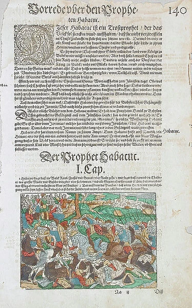 A Battle Scene: The Prophecies of Habakkuk in the Background, 16th century. Creator: Jost Ammon