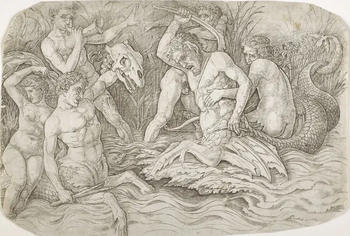 Framed Print : Battle of the sea gods, early 1470s-c.1490. Creator: Andrea Mantegna Framed Print : Battle of the sea gods, early 1470s-c.1490. Creator: Andrea Mantegna