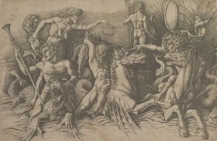 Framed Print : The Battle of the Sea Gods (Left portion of a frieze), ca. 1485-88 Framed Print : The Battle of the Sea Gods (Left portion of a frieze), ca. 1485-88