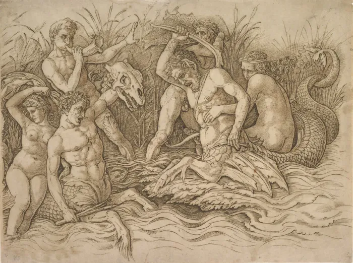 Framed Print : Battle of the Sea-Gods (right half), ca. 1485-88. Creator: Andrea Mantegna Framed Print : Battle of the Sea-Gods (right half), ca. 1485-88. Creator: Andrea Mantegna