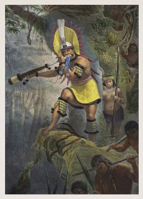 Framed Print : Battle signal of the Coroados (Bororo). Illustration from Voyage pittoresque et historique au Bresil Framed Print : Battle signal of the Coroados (Bororo). Illustration from Voyage pittoresque et historique au Bresil