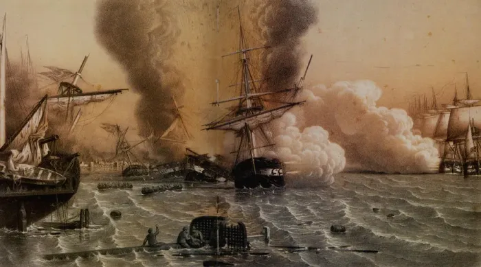 Framed Print : The Battle of Sinop on 30 November 1853, Mid of the 19th cen Artist: Anonymous Framed Print : The Battle of Sinop on 30 November 1853, Mid of the 19th cen Artist: Anonymous