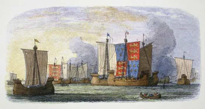 Framed Print : Battle of Sluys, 1340. Artist: James William Edmund Doyle Framed Print : Battle of Sluys, 1340. Artist: James William Edmund Doyle