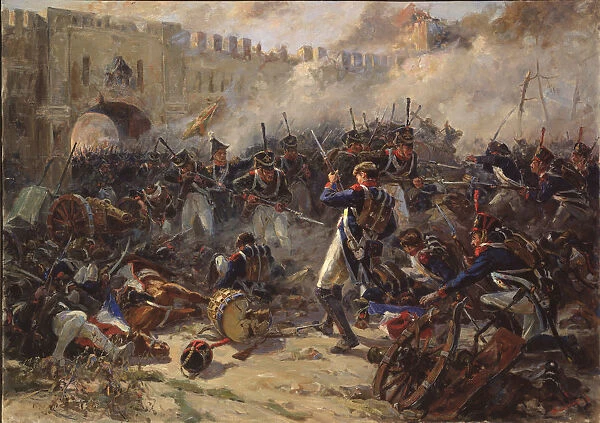 The battle of Smolensk on August 1812, 1956. Artist: Zhigimont, Pyotr Ivanovich (1914-?)