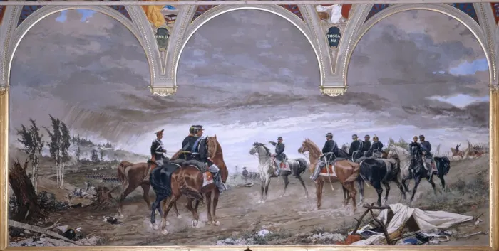 Framed Print : The Battle of Solferino, 1886. Artist: Cassioli, Amos (1832-1891) Framed Print : The Battle of Solferino, 1886. Artist: Cassioli, Amos (1832-1891)