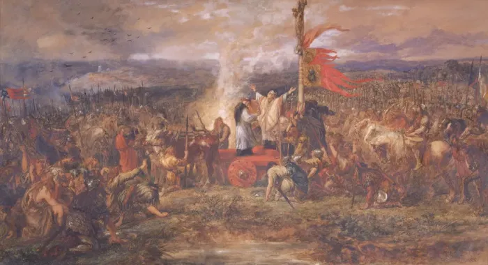 Framed Print : Battle of the Standard, Northallerton, Yorkshire, 22nd August 1138, (1880). Artist Framed Print : Battle of the Standard, Northallerton, Yorkshire, 22nd August 1138, (1880). Artist